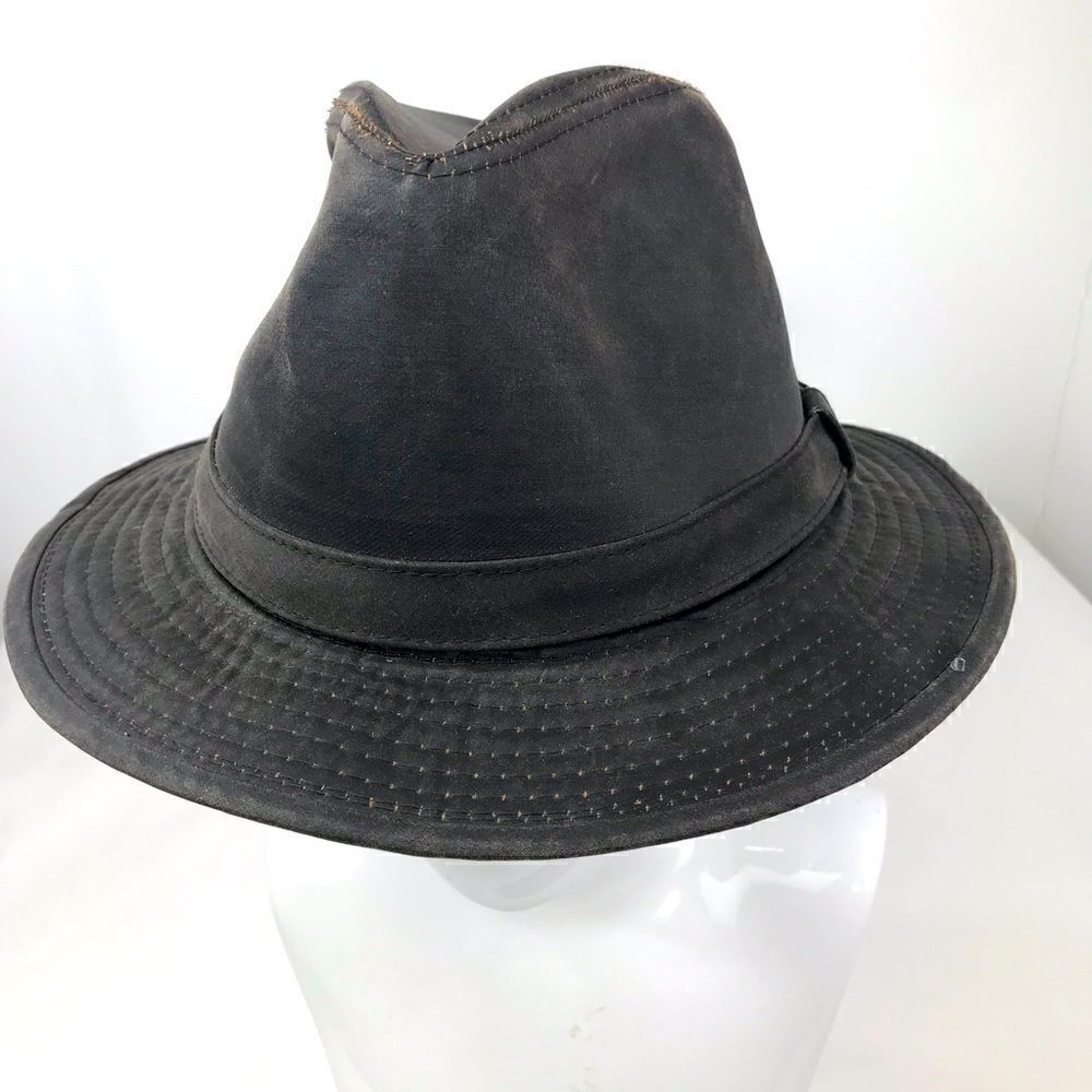 Outdoor Cap Dark Brown Waxed Indiana Jones Brimmed Fedora Hat